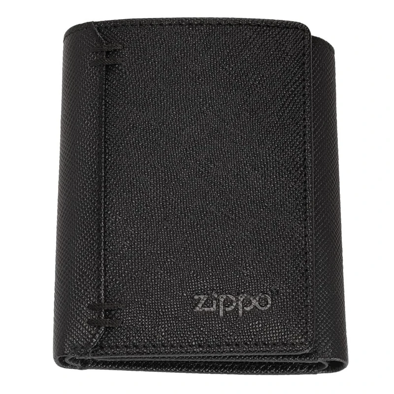 Zippo - Purse/Wallet for Women and Men, Saffiano Leather, Black, with RFID Protection, Con Compartment, Ideal for Cards and Notes