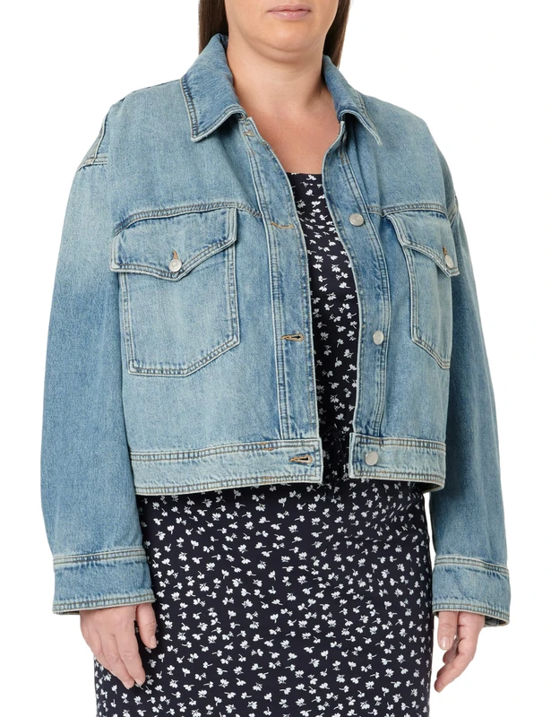 BOSS Women's Denim 7.0 Jeans Jacket Flat, Bright Blue, 44