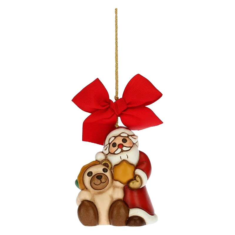 THUN - Christmas Decoration Santa Claus with Teddy Maxi - Ceramic - Christmas Line - Living, Home Decor - 6x5.5x7.5cm h