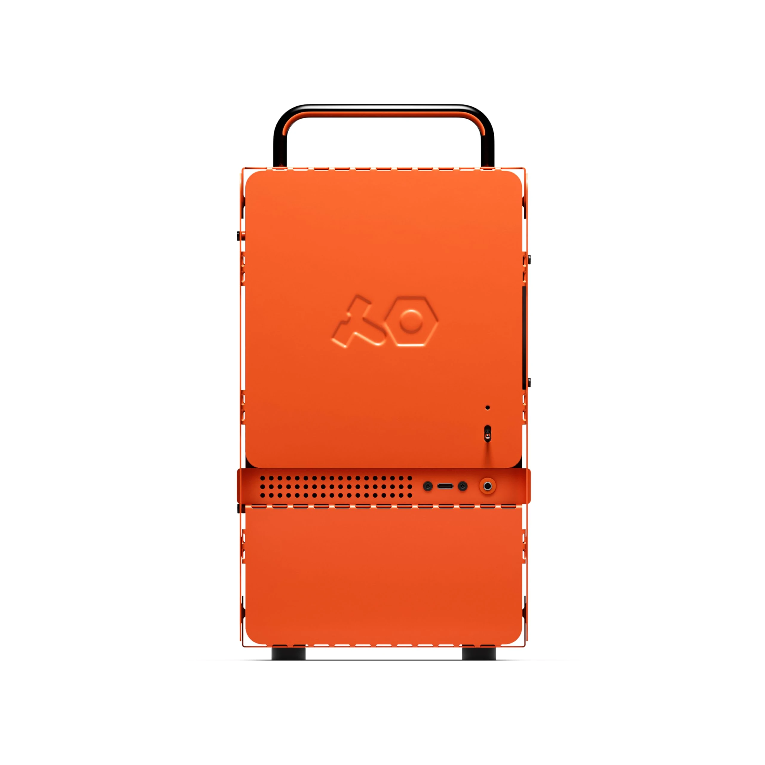 Teenage Engineering Computer-1 Mini-ITX Computer Case with Powder Coated Aluminum, Chrome Metal Handles, and Dual-Slot GPU, Do It Yourself, Small Form Factor PC Case Compatible with SFX Power Supply