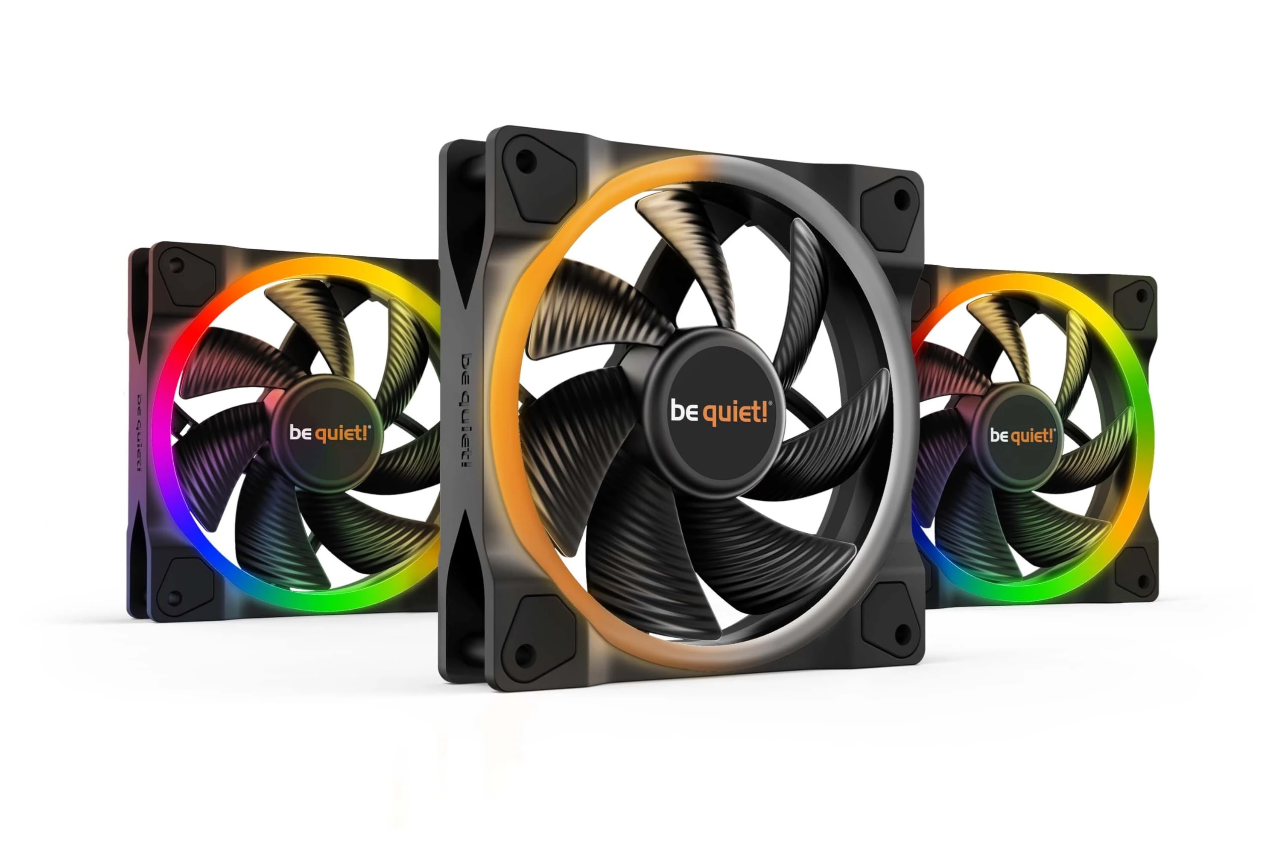 be quiet! Light Wings 120mm PWM fan, 3 fans included, ARGB lighting, multiple colors and modes, silence-optimized fan blades, high air pressure, low noise-generating turbulences, very quiet operation