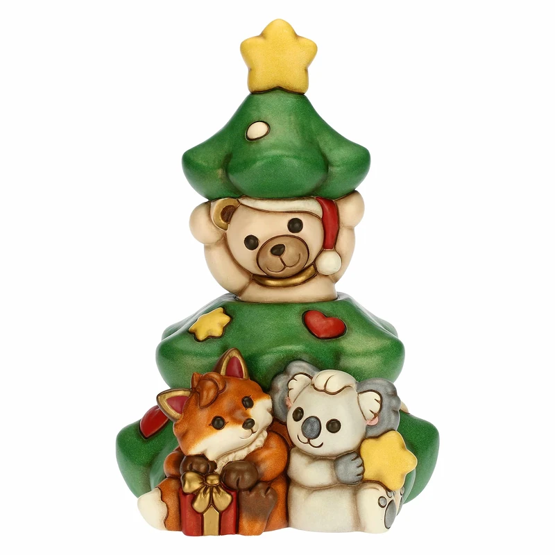 THUN - Totem Tree Friends of Christmas - Ceramic - Christmas Line - Living, Home Decor - 20.5 x 23 x 32.5 cm h