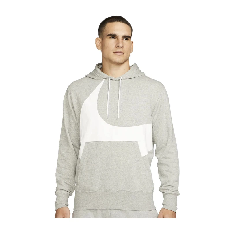 NIKE Men's Swoosh Sbb Po Hooded Sweatshirt, Dk Grey Heather/White, S