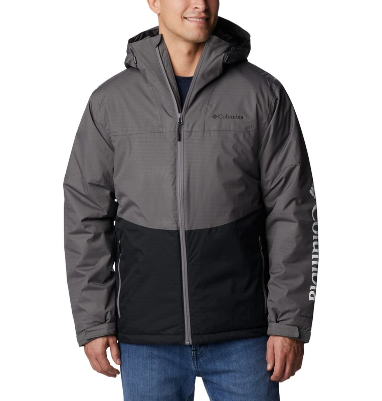 Columbia Men's Point Park Insulated Jacket, Winter Jacket, City Grey/Black, Size S