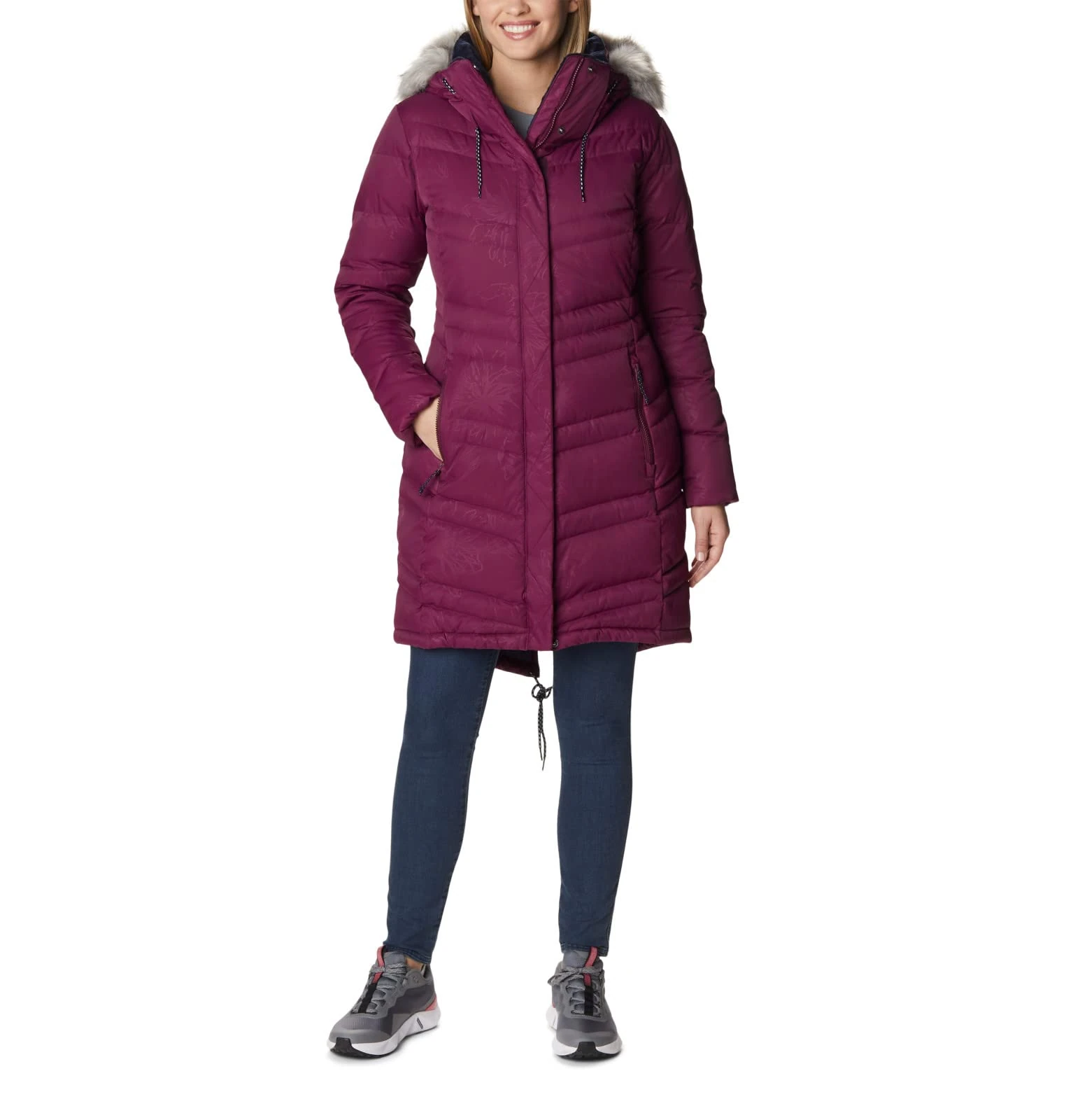 Columbia Women's Catherine Creek Mid Down Jacket, Marionberry Aurelian Emboss, S