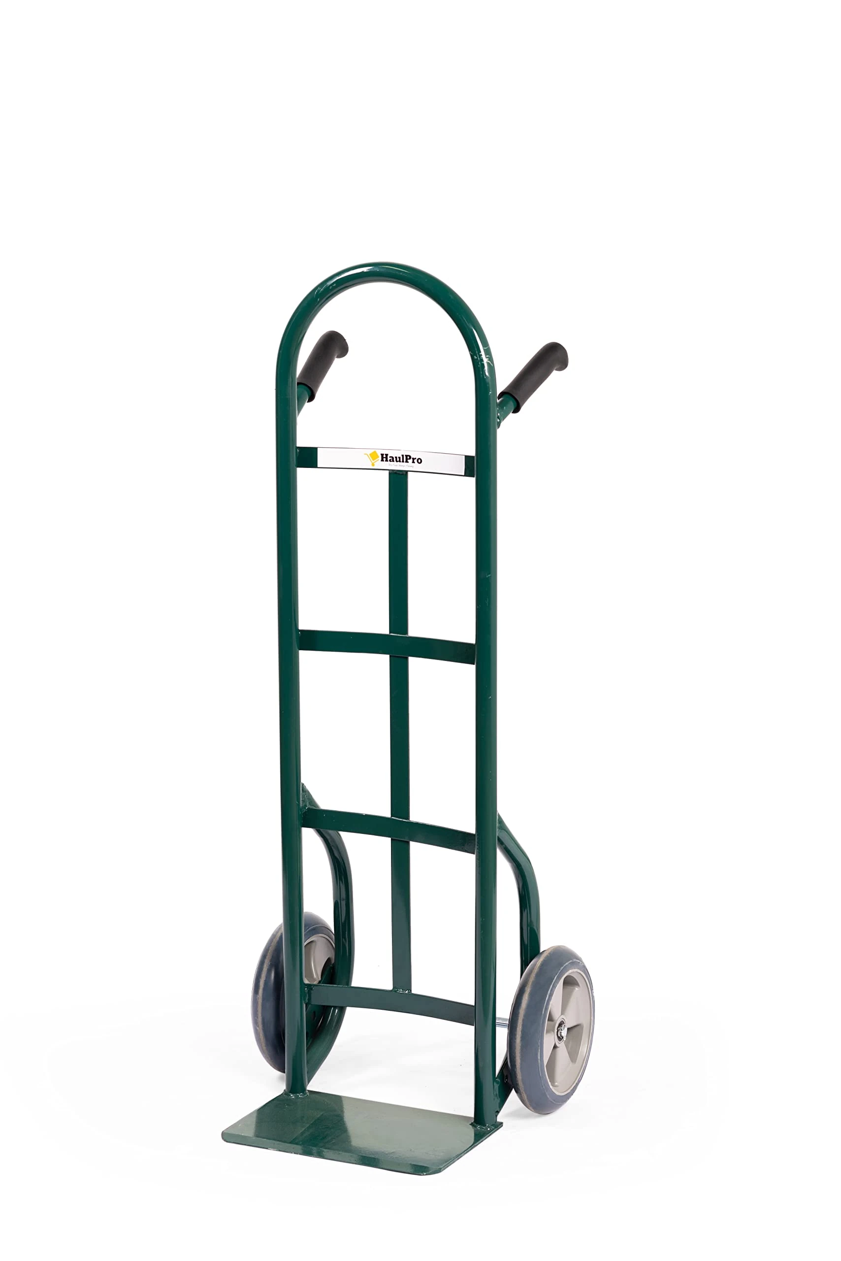 Heavy Duty Steel Green Hand Truck 10" Wheels with Double-Grip Handle - Hard Rubber Wheels & 800 lbs Load Capacity | 50" High, 18.5" Wide and 14" x 9.5" Nose Plate with Fully Assembly Included
