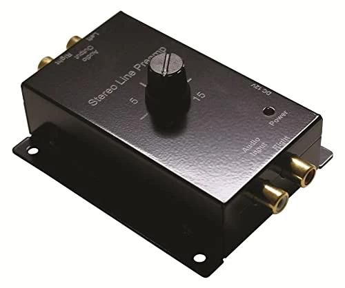 MULTICOMP PRO Stereo Line Level Amplifier; 2 Channels; 0-15dB Gain; 20Hz-20kHz Frequency Response; RCA Inputs/Outputs; 12V DC Power (Adapter Included); 4.29" x 2.87" x 1.69" Size; 50-14820 Part Number