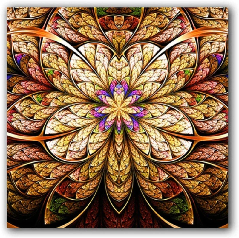 SXXRZA Canvas Print 40 x 40 cm Without Frame Abstract Brown Crystal Minimalist Flower Posters and Prints Pictures Living Room Home Decoration