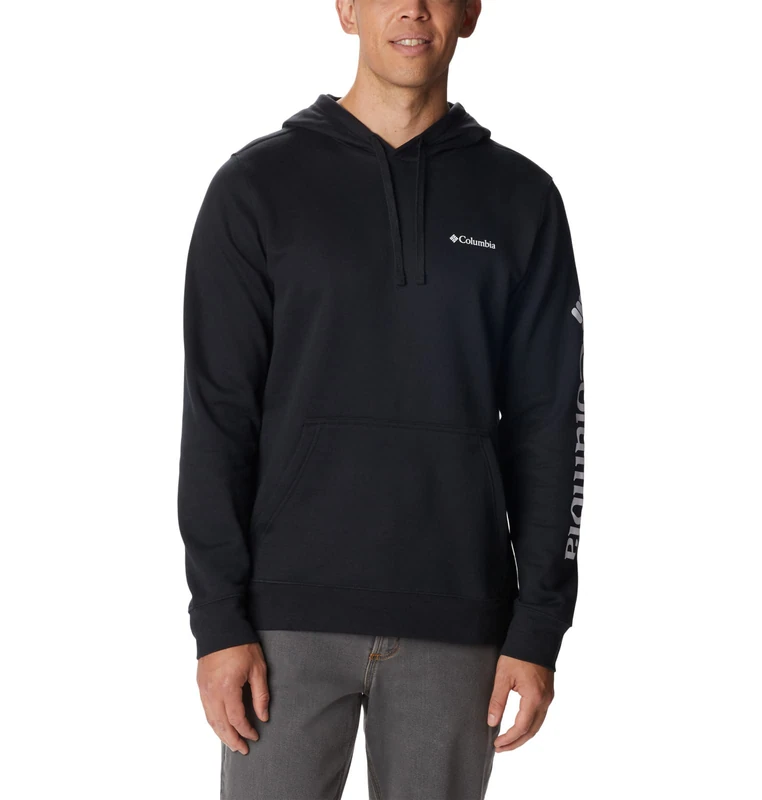 Columbia Men's Trek Hoodie, Black/CSC Sleeve Logo, L