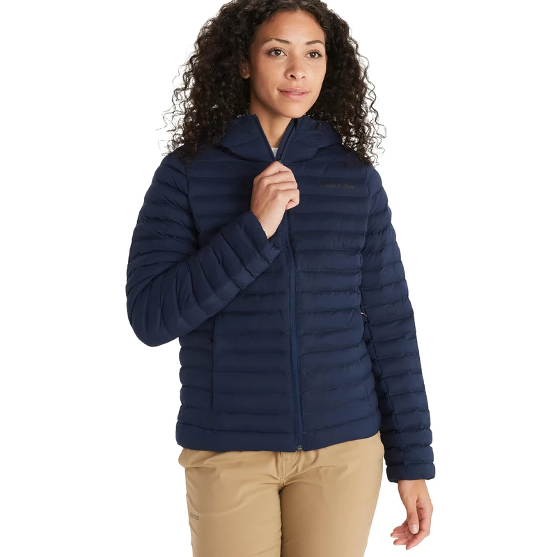 Marmot Women Wm's Echo Featherless Hoody, Warm Puffy Jacket, Insulated Hooded Winter Coat, Water-resistant Quilted Parka, Lightweight Packable Outdoor Jacket, Windproof, Arctic Navy, S