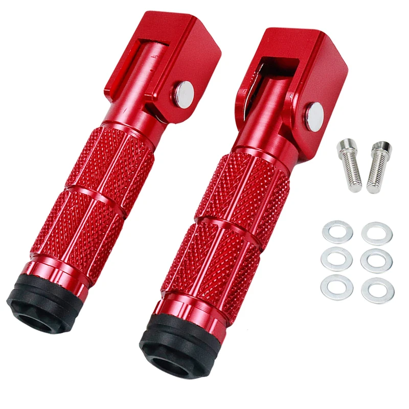Modengzhe A Pair Foldable Foot Rest Pedal Non-Reset Design Aluminum Foot Pegs for MTB ATV Scooter Motorcycle 4-Inch Red
