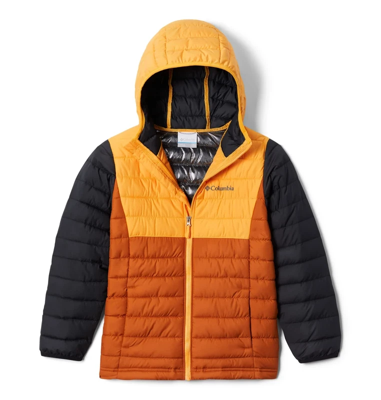 Columbia Powder Lite Hooded Jacket - Copper/Mango/Black, Large