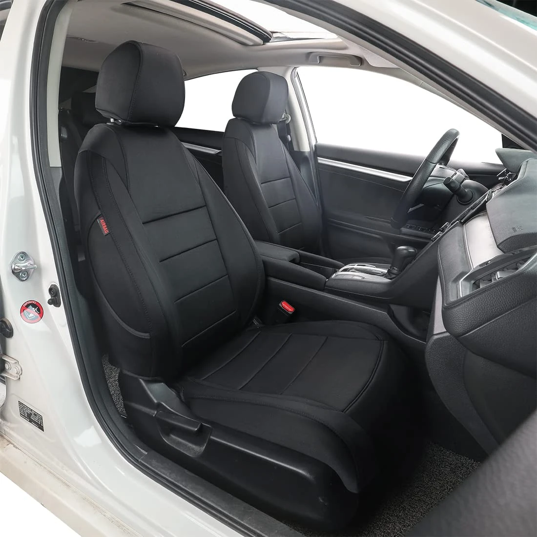 EKR Civic Seat Covers Custom Fit for Honda Civic Sedan 2016 2017 2018 2019 2020 2021 LX,Waterproof Car Seat Cover Full Set,Neoprene(Black)