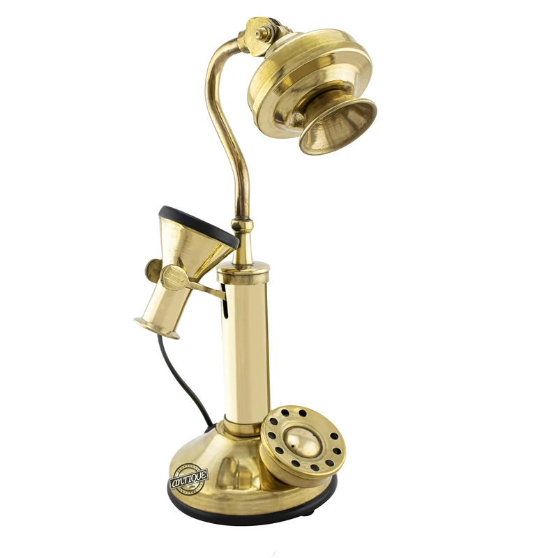 Retro Brass Telephone Tabletop Candlestick Vintage Phone Christmas Decor Gifts Western Telephone Company - Image 1