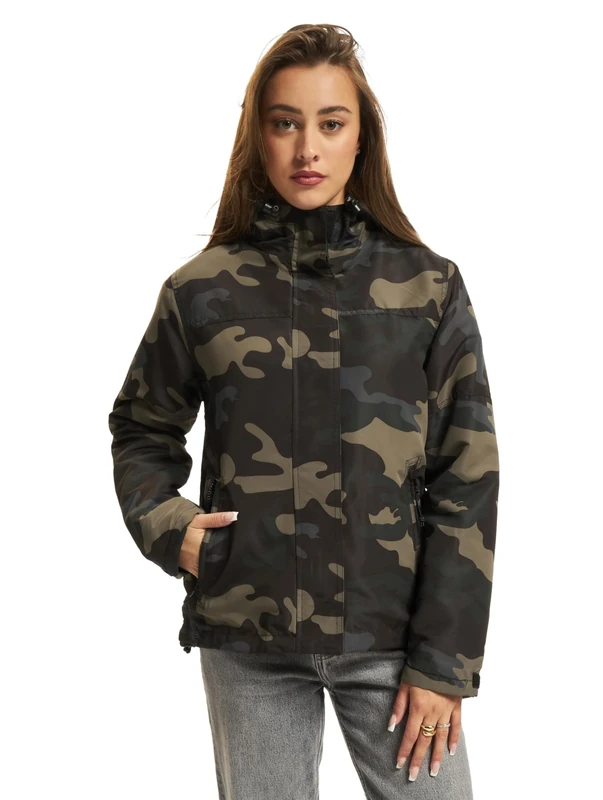 Brandit Women Frontzip Windbreaker, Color: darkcamo, Size: L