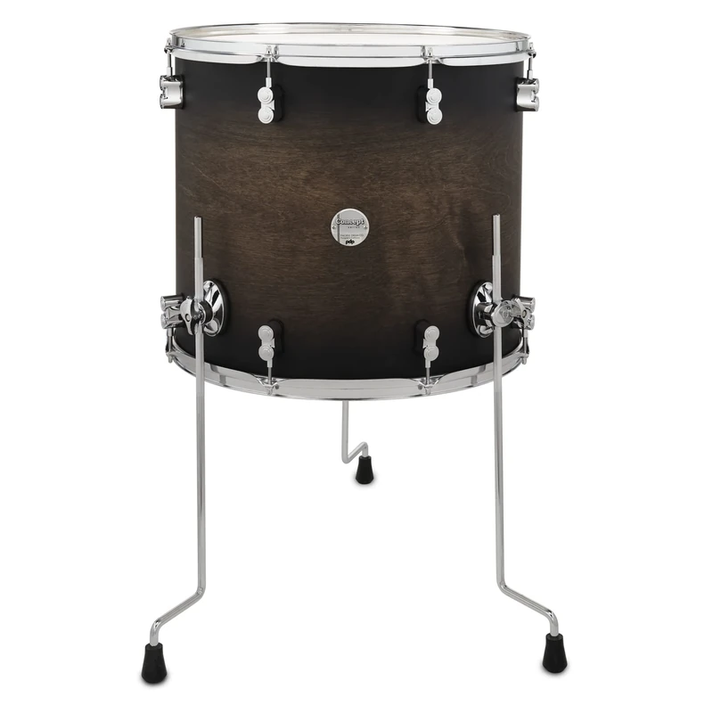 PDP Concept Maple Floor Tom, 18" x 16", Satin Charcoal Burst Lacquer