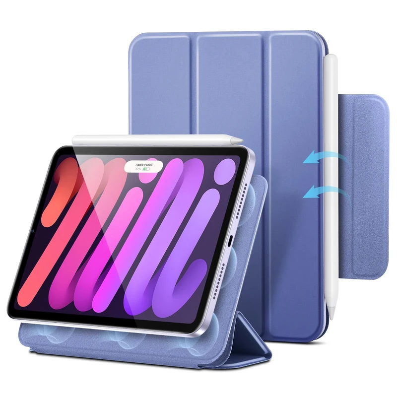 ESR for iPad mini 7 A17 Pro Case, iPad mini 7th/6th Generation 8.3'' Case (2024/2021), Slim, Trifold Two-Way Stand, Powerful Magnetic Attachment, Durable Protection, Supports Pencil Pro/USB-C, Purple