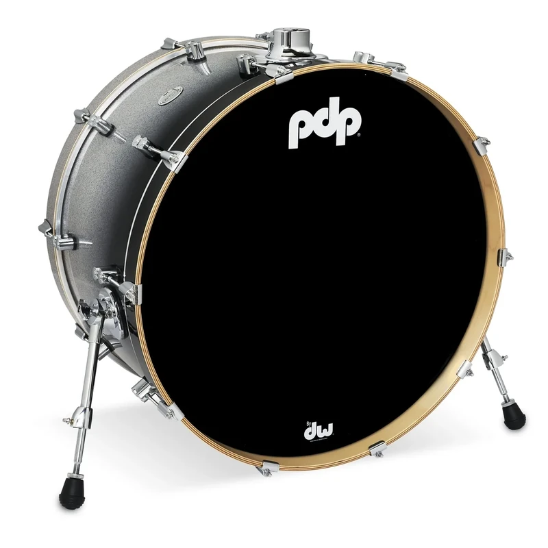 Pacific Drums Concept Maple Bass Drum, 24" x 14", Silver to Black Fade Lacquer