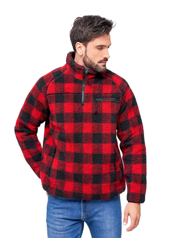 Brandit Teddyfleece Troyer, color: red/black, size: XL