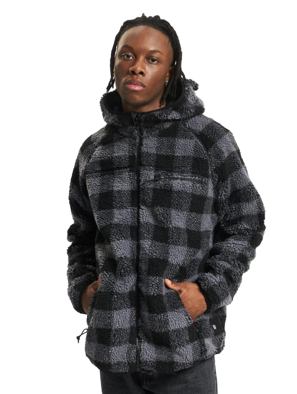 Brandit Teddyfleece Worker Jacket, color: black/grey, size: S