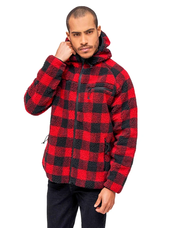 Brandit Teddyfleece Worker Jacket, color: red/black, size: S