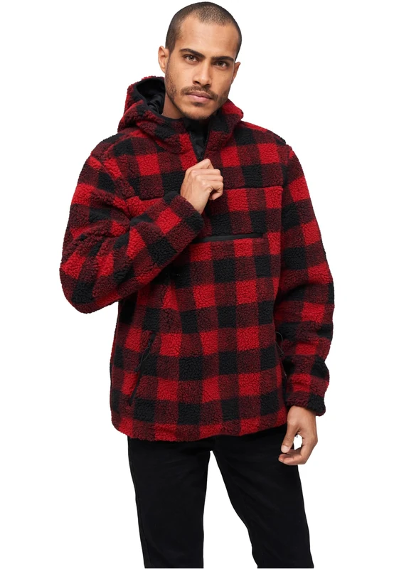 Brandit Teddyfleece Worker Pullover, color: red/black, size: 5XL