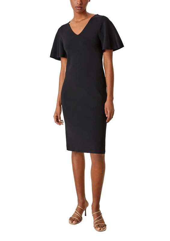 s.Oliver BLACK LABEL Women's Kleid Lang Regular FIT Dress Long Regular FIT, Schwarz, 34
