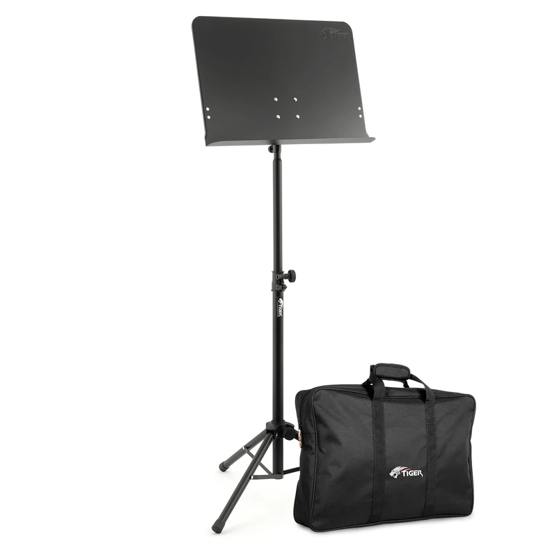 Tiger MUS14-BG Telescopic Orchestral Sheet Music Stand with Bag – Durable and Adjustable Suitable for Schools and All Musicians on the Move