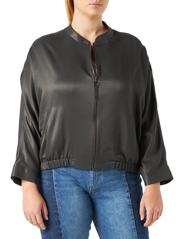 s.Oliver BLACK LABEL Women's Jacke langarm Loose Fit Loose fit long-sleeved jacket, dunkelgrau, 44