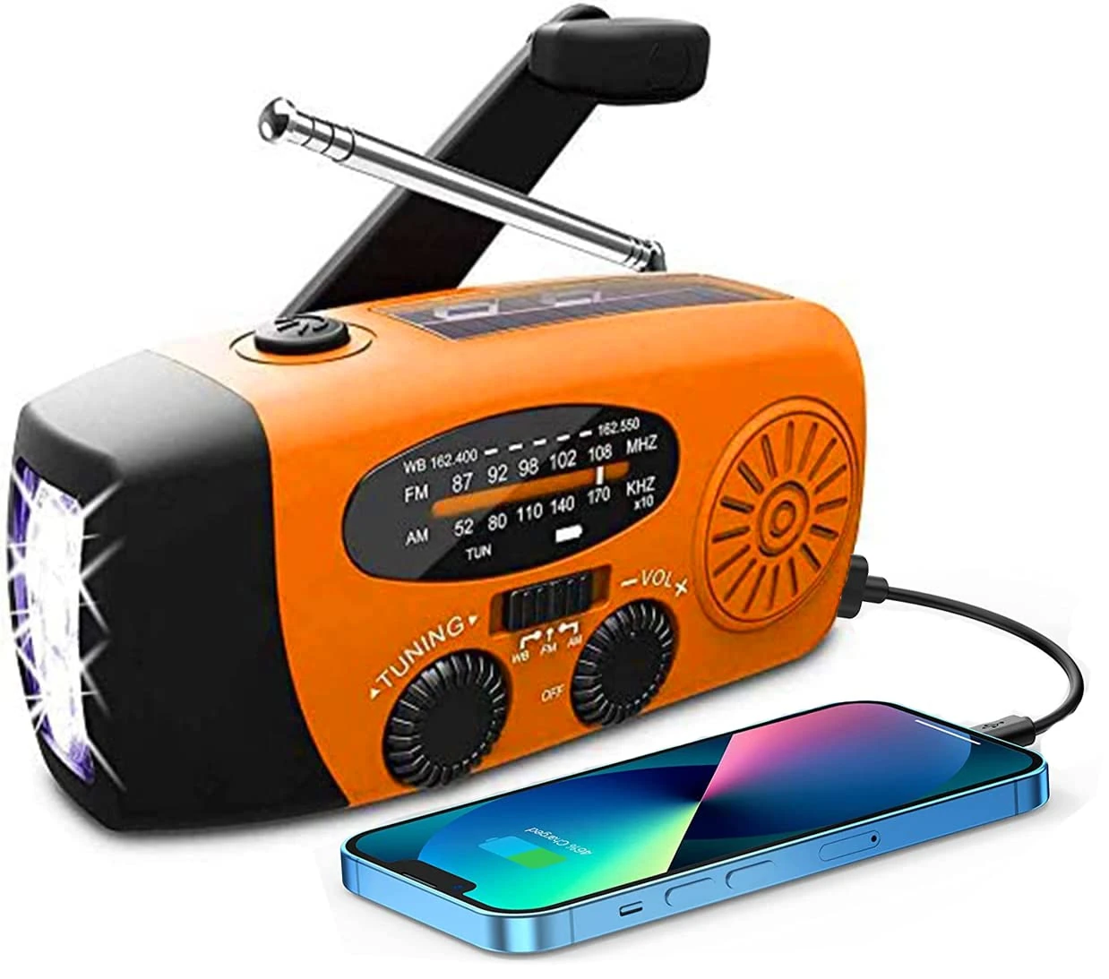 Wind Up Solar Radio,Solarbaby Portable Hand Crank Radio with AM/FM, Emergency Radio with 2000 mAh Rechargeable Power Bank,SOS Alarm, LED Torch Dynamo Radio,USB Mobile Phone Charger for Camping Outdoor