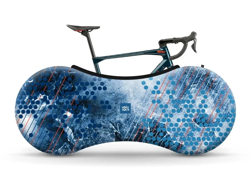 Velo Sock Bicycle Indoor Cover for Storage and Transportation, Stretchy Dirt Proof Fabric, Bike Travel Protection Cover - Iced Bubbles