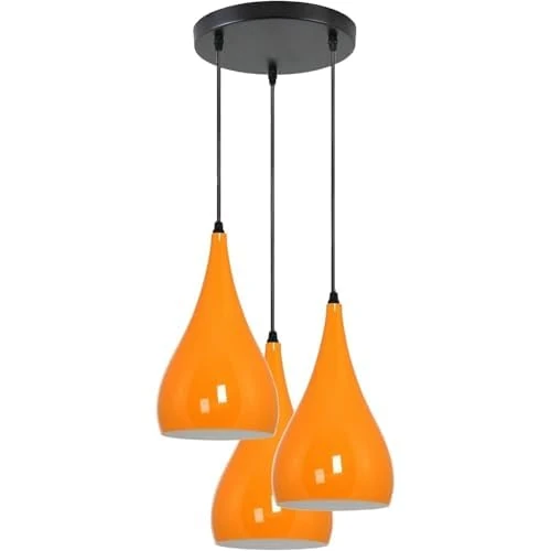 LEDSone 3 Head Ceiling Pendant Light, Modern Burgundy Metal Tear Drop Ceiling Hanging Pendant Light Shade Cluster Light Fitting Fixture E27 Lighting for Living Room, Bedroom, Dining Room, Hallways - Image 1