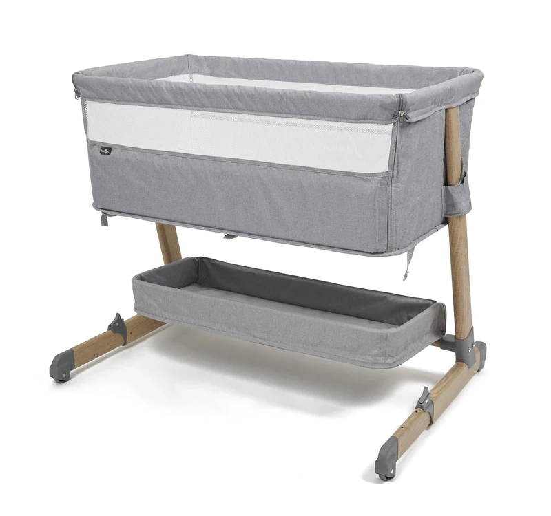 Babylo Co Sleeper Crib, Grey/Wood