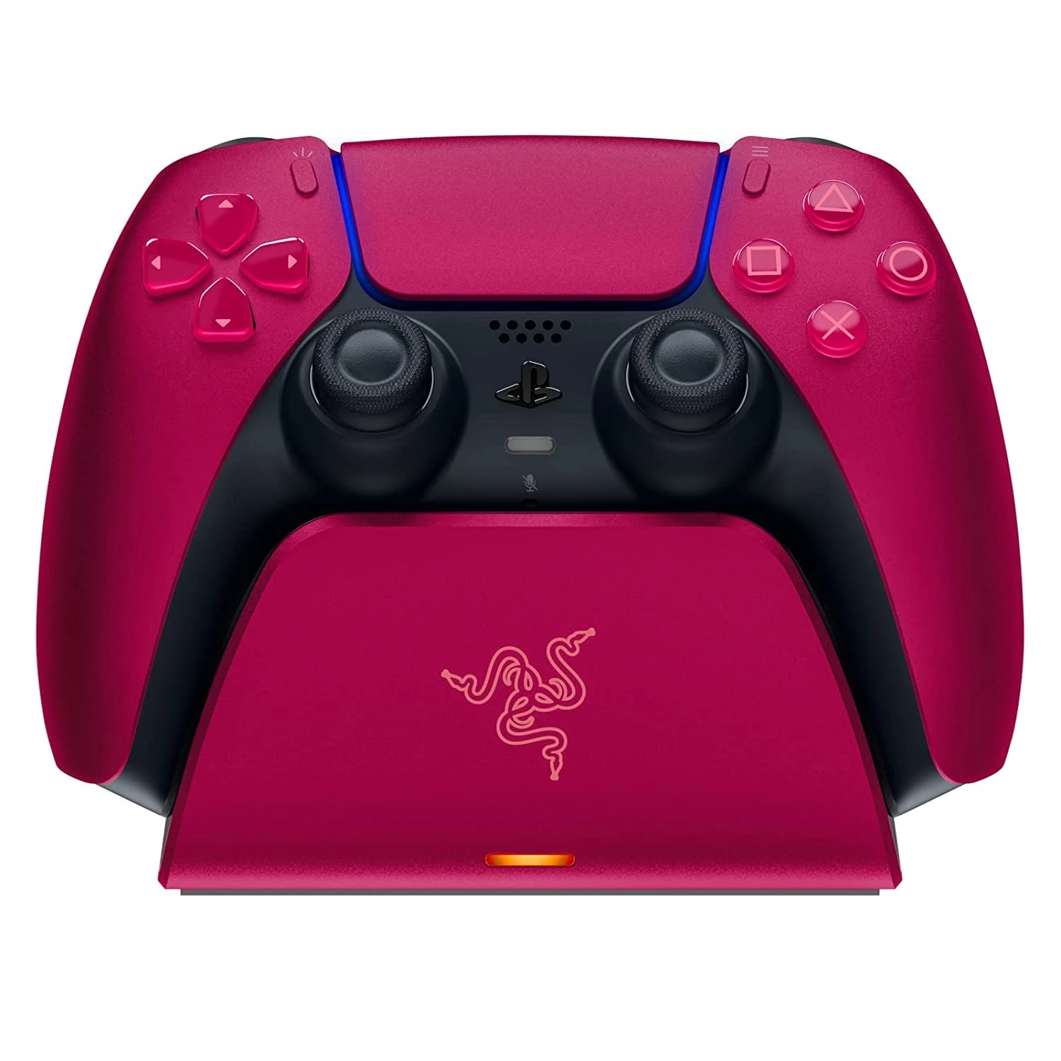 Razer Universal Quick Charging Stand - for PlayStation 5 DualSense Controller (Quick Charge, Curved Cradle Design, Powered by USB, One-Handed Navigation) Cosmic Red