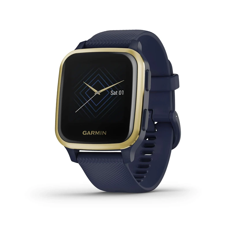 Garmin [Renewed Venu Sq Music Edition GPS Smartwatch with All-day Health Monitoring and Fitness Features, Built-in Sports Apps and More, Navy/LightGold(Renewed)