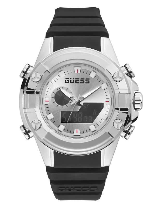 GUESS Men Digital Quartz Watch with Silicone Strap GW0341G1