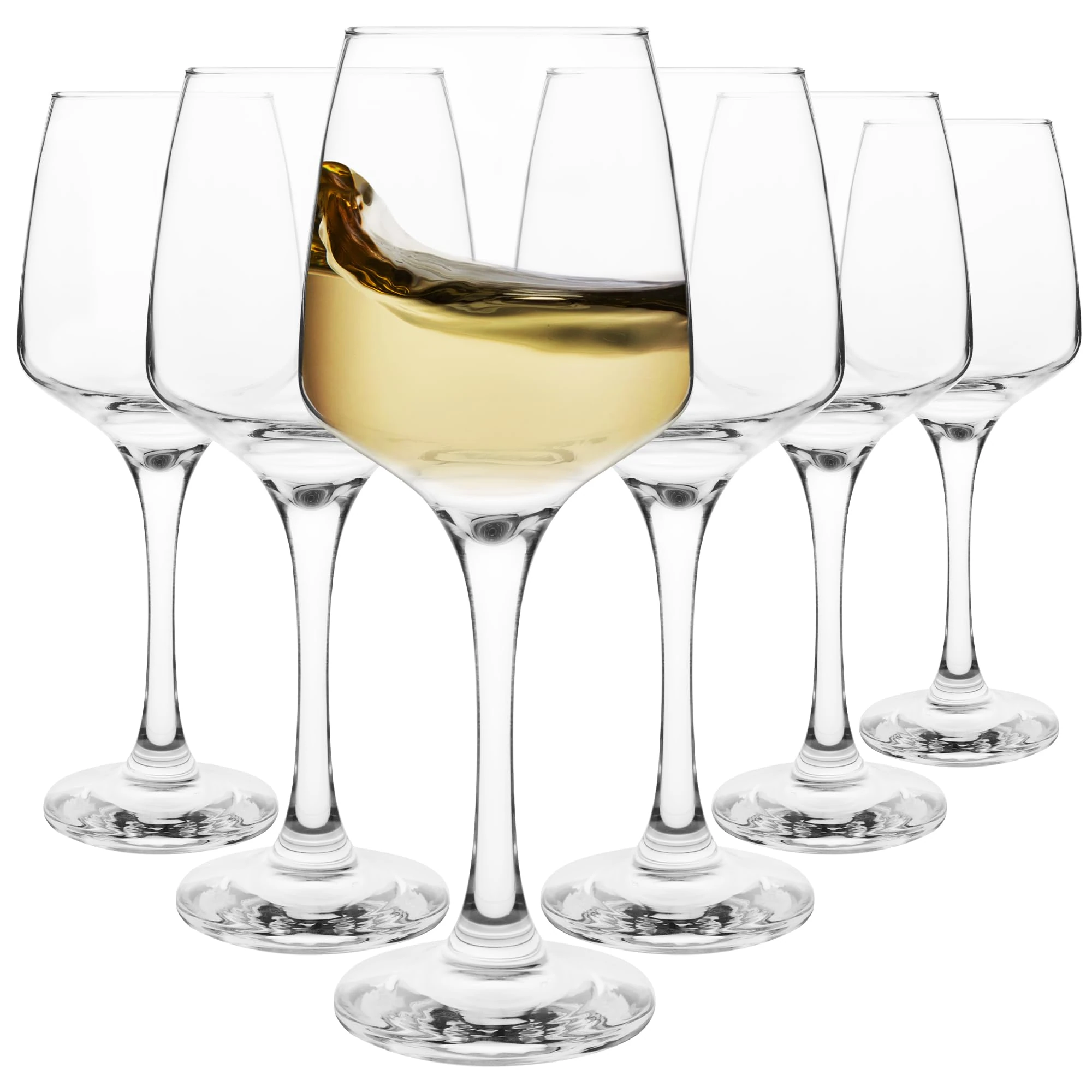 Homiu Large White Wine Glasses | Set of 6 | 330 ML | Crystal Wine Drinking Glass | Florence Collection | Party Wedding Gift Cocktail | Home Restaurants Kitchen Glassware | Dishwasher Safe