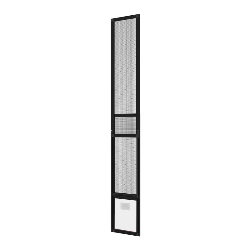 Hakuna Pets Patio Pet Door Screen Insert Panel for Sliding Doors, Fits Door Track Min Ht 63.78" to Max Ht 84.25", UV Resistant Mesh, Locking Magnetic Dog Door, Easy Install and Removal, Large, Black