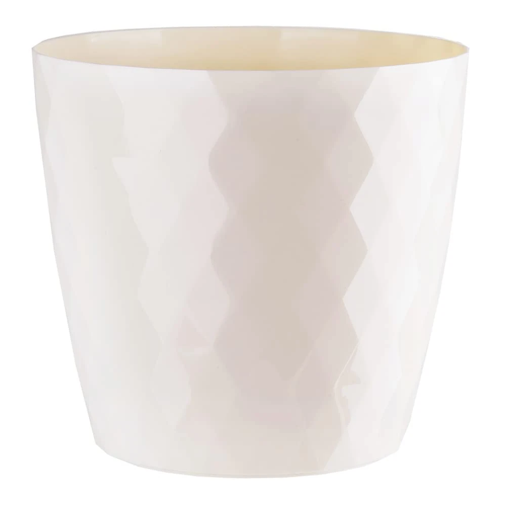 KORAD Cristal Indoor Flower Pot Covers without Drainage Holes – Decorative Round Plastic Planters for Indoor & Outdoor Plants – Lightweight, Durable Plant Pots in 9 Colours & 7 Sizes- (Cream, 20 cm)