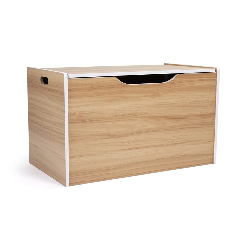 Humble Crew Journey Wooden Hinged Toy Storage Chest with Lid, Children's Toy Box Ideal for Bedroom, Nursery or Playroom, 27 x 15 x 17 inches (WxLxH) - Natural/White