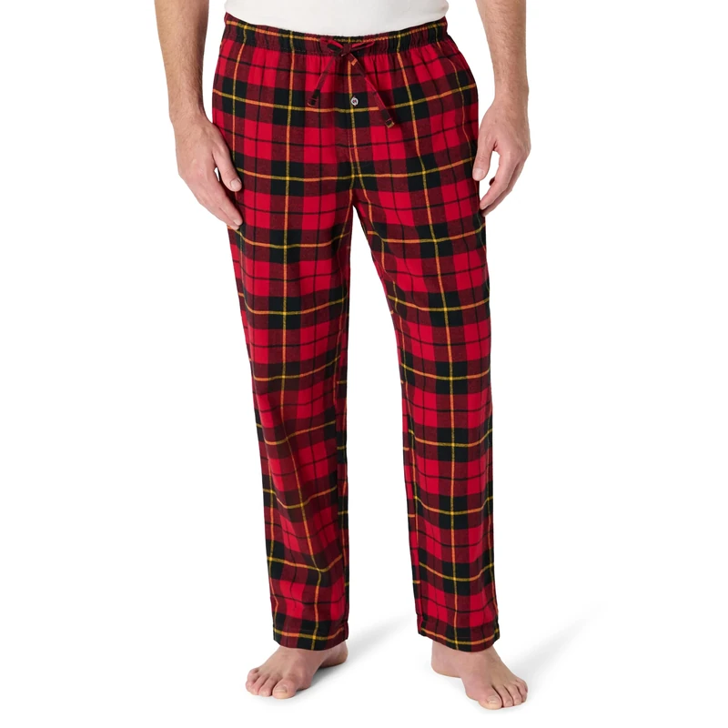 Amazon Essentials Flannel Pyjama Trousers - Cherry Red Plaid, 3XL