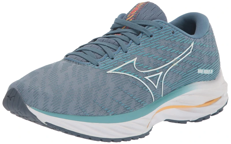 Mizuno Women's Wave Rider 26 Running Shoe, Mountain Spring-wht, 6.5