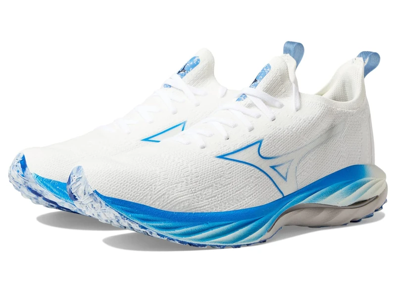 Mizuno Men's Wave Neo Wind Running Shoe, Undyed Wht-Peace Blue, 9.5