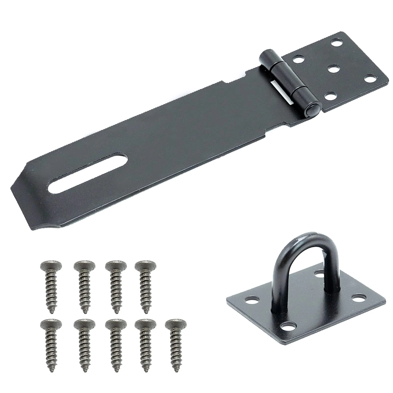 Door Padlock Hasp, 5 Inch Stainless Steel Padlock Hasp and Staple Shed Lock Hasp Shed Door Latch Heavy Duty Gate Lock Latch Security Hasp and Staple for Door Window Cabinet Pet Cage Crate