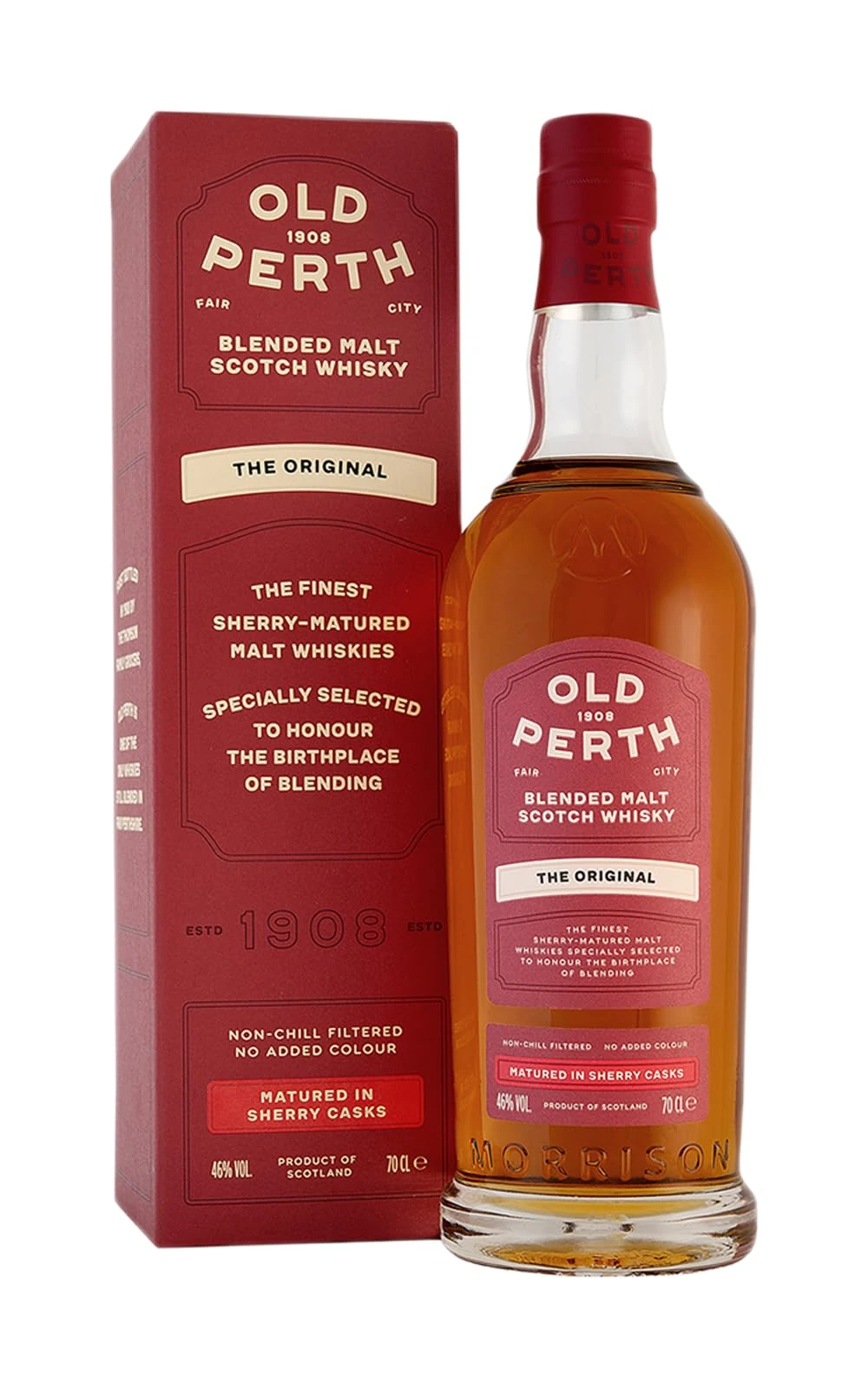 Old Perth Original | Blended Malt Scotch Whisky | 70cl Gift Box | 46% ABV | Matured In Sherry Casks | Non Chill Filtered | No Added Colour | Award Winning Whisky | Distilled & Bottled in Scotland