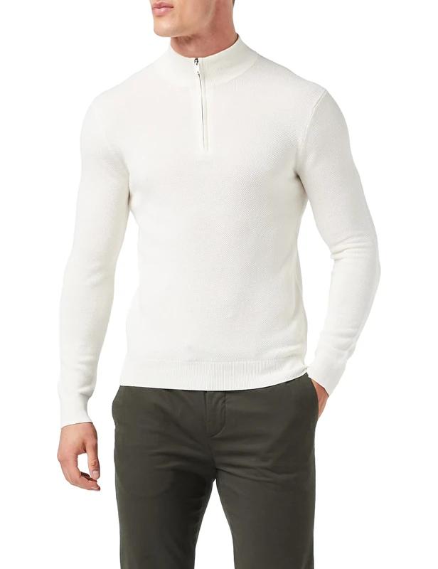 Hackett London Men's Gmd Textured Hzip Sweater, 814ecru, M