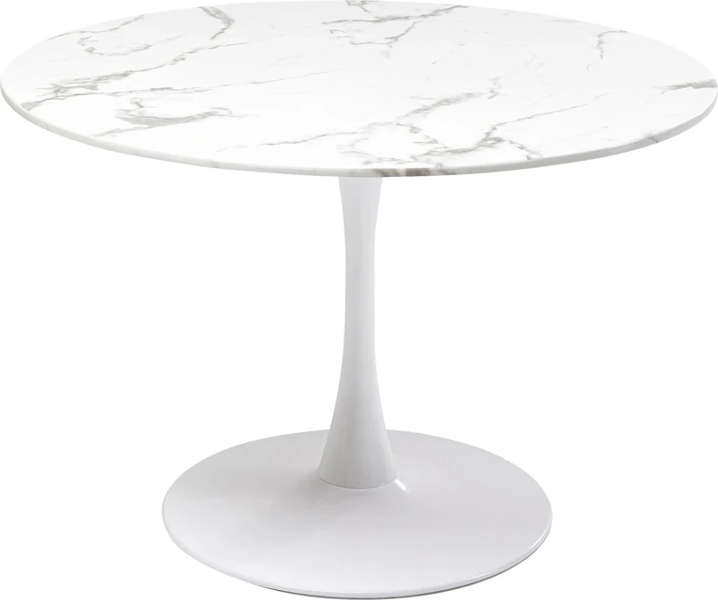 Kare Design Table Veneto Marble, White, Diameter 110cm, Modern Round Dining Table for 4-6 People, Furniture for Dining Room, Kitchen, Living Room, Home Office