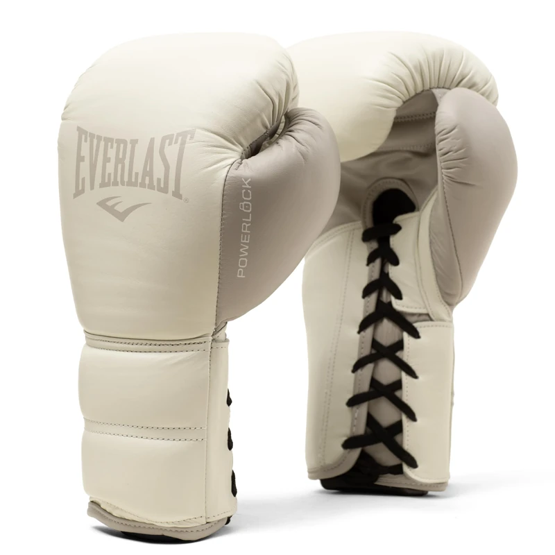 Everlast Powerlock 2 Pro Laced 14oz Boxing Gloves, White Boxing Gloves for Bags, Mitt Work & Sparring, Turnback Wrist Support, Five Layered Foam Inner and Laced Track System - Authentic Everlast Gear