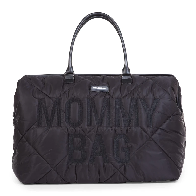 CHILDHOME, Mommy Bag, Changing Bag, Maternity, Travel Bag, Large Capacity, Changing Mat, Adjustable Shoulder Strap, Compartmentalised, Insulated Pocket, Suitcase Pocket, Padded Black