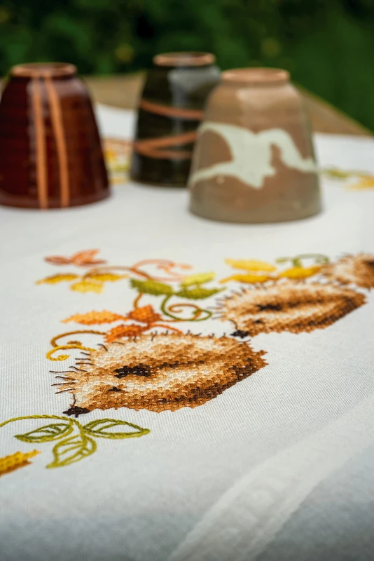 Vervaco Tablecloth Kit, Cotton, off- white, 80x80 cm